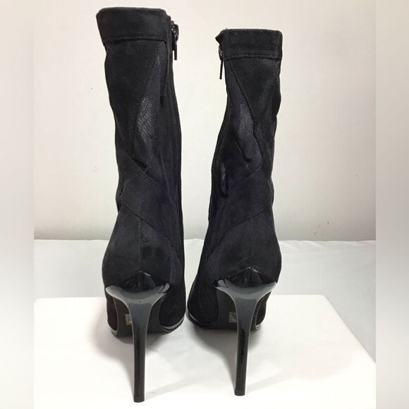 Jeffrey Campbell Black Suede Mesh Stripes Classic Ankle Boots Size 11 - Picture 3 of 13